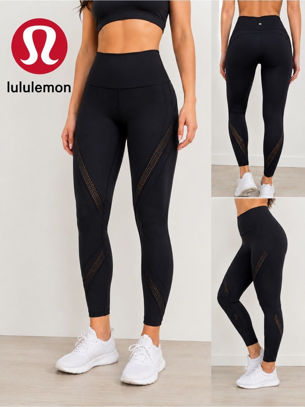 lululemon athletica Black High-Rise Leggings with Vent Mesh Panels